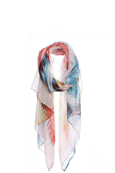Chic Soft Multi Color Feather Print Scarf
