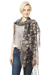 Flower Embroidery Party Shawl Scarf