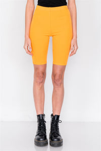 Our Best 100% Cotton Stretchy Elastic Waist Athletic Biker Shorts (Orange)