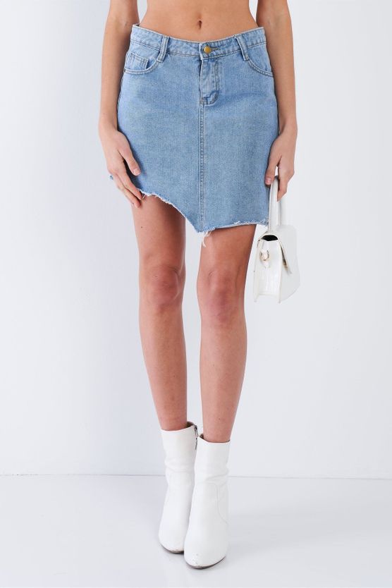 Asymmetrical Raw Cut Hem Mini Skirt