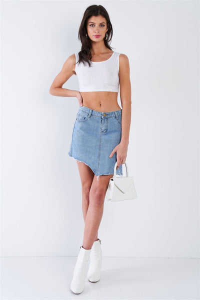 Asymmetrical Raw Cut Hem Mini Skirt