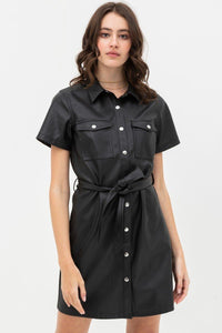Dress With Over Shirt Silhouette Made From Pleather