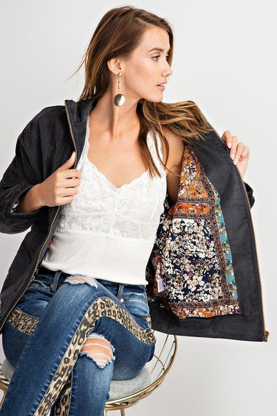 Retro Look Quilted Soft Corduroy Bomber Jacket