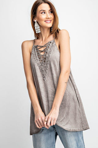 Perfect For The Season Laced Up Front Cami Tank Tunic