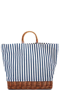 Darlene Downtown Polyester Blend Ladies Fashion Plus Natural Woven Straw & Striped Fabric Tote Bag