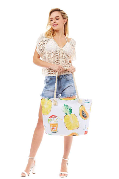 Darlene Downtown Polyester Blend Sassy Sophisticate Multi-Colour Summer-Time Fruits Beach Bag