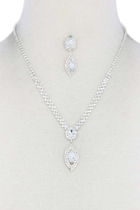 Marquise Shape Crystal Rhinestone Necklace And Bracelet Set
