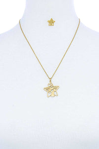 Fashion Modern Star Mama Pendant Necklace And Earring Set