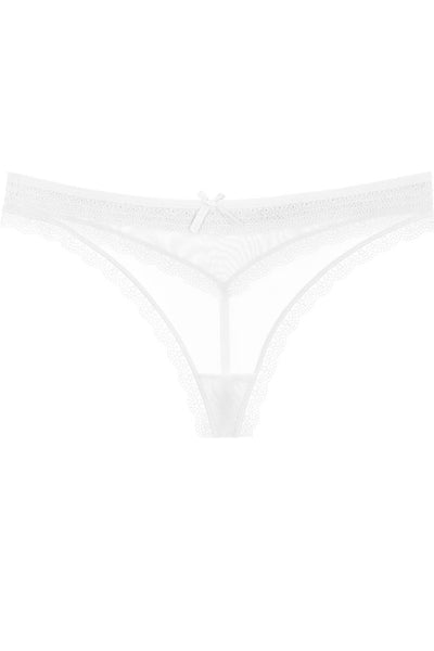 Lacey Lovelace 85% Nylon 15% Spandex Flexible Waistband Lace & Mesh G-string Thong (White)