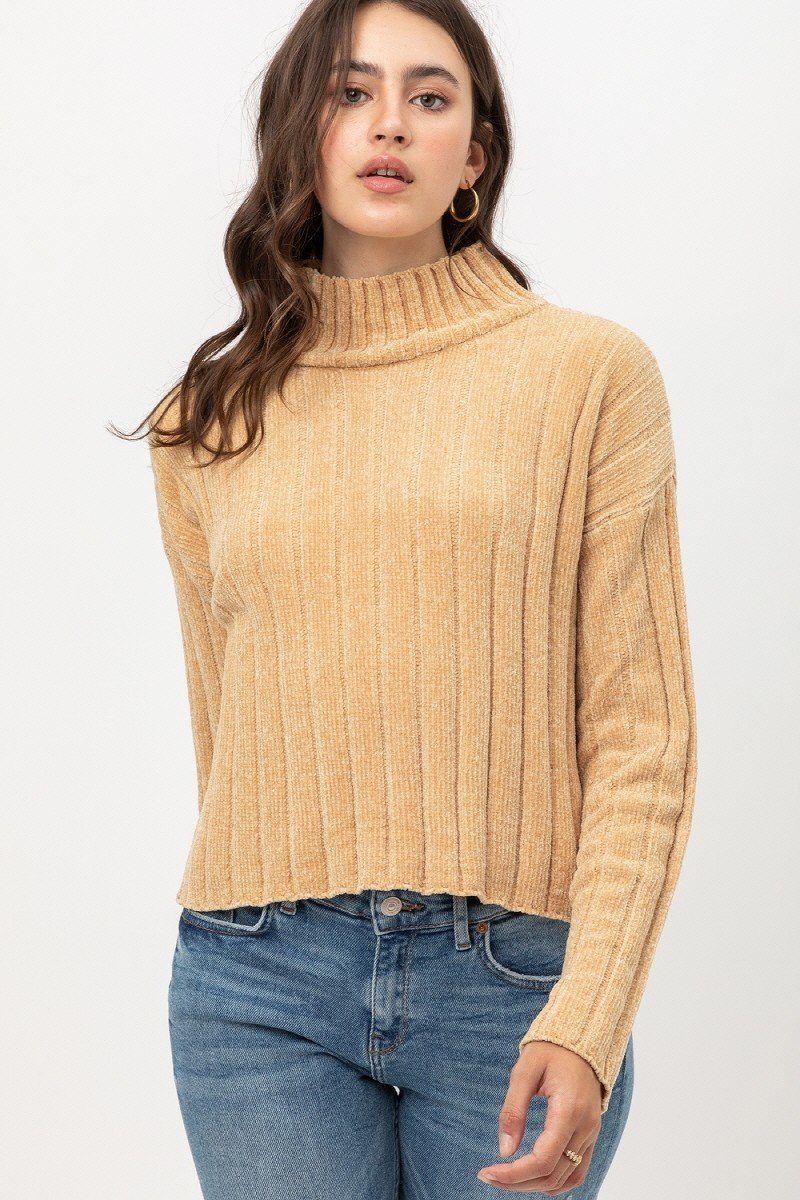 Our Best Mini Velvet 100% Polyester Chenille Crop Sweater Top Collection (Honey)