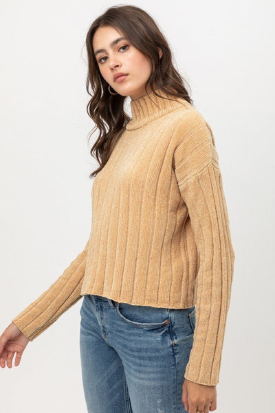Our Best Mini Velvet 100% Polyester Chenille Crop Sweater Top Collection (Honey)