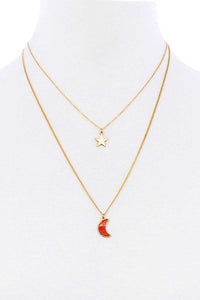 Stylish Double Layer Chain Star And Moon Pendant Necklace