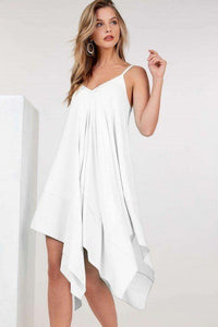 Asymmetrical Shoulder Strap Sleeveless Midi Dress