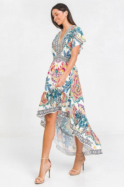 A Printed Woven Hi-lo Dress
