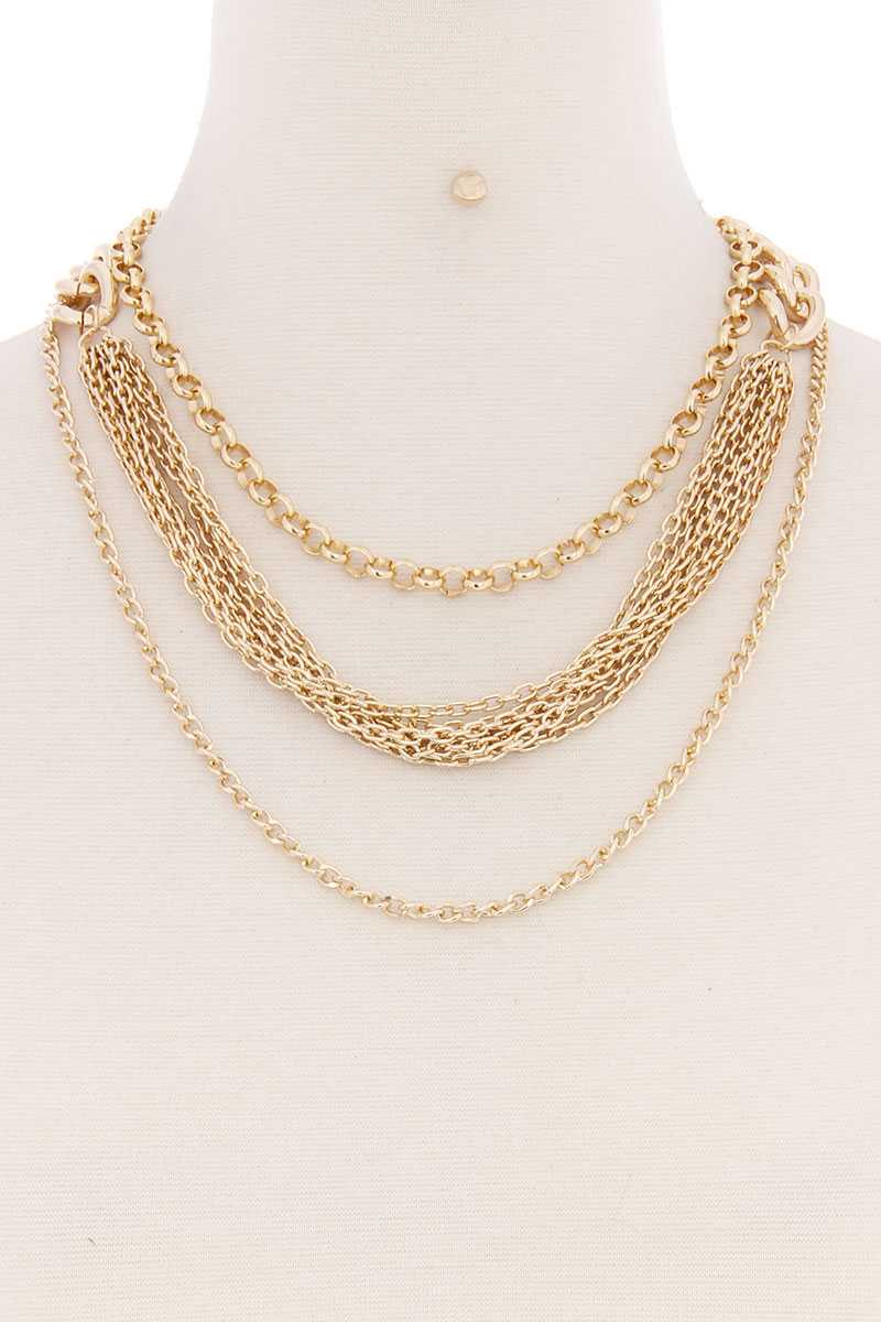 Layered Metal Multi Chain Necklace