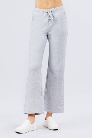 Our Best Cotton/Polyester/Spandex Blend French Terry Long Flare Pants (Heather Grey)