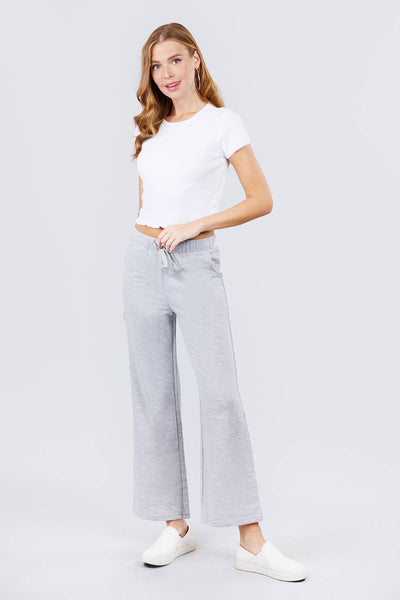 Our Best Cotton/Polyester/Spandex Blend French Terry Long Flare Pants (Heather Grey)