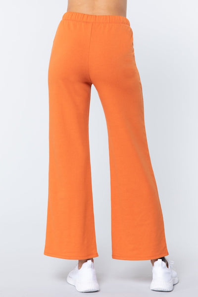 Our Best Cotton/Polyester/Spandex Blend French Terry Long Flare Pants (Orange)