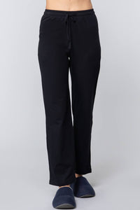 Our Best Solid Color 100% Cotton Drawstring Waist Pajama Pants (Black)