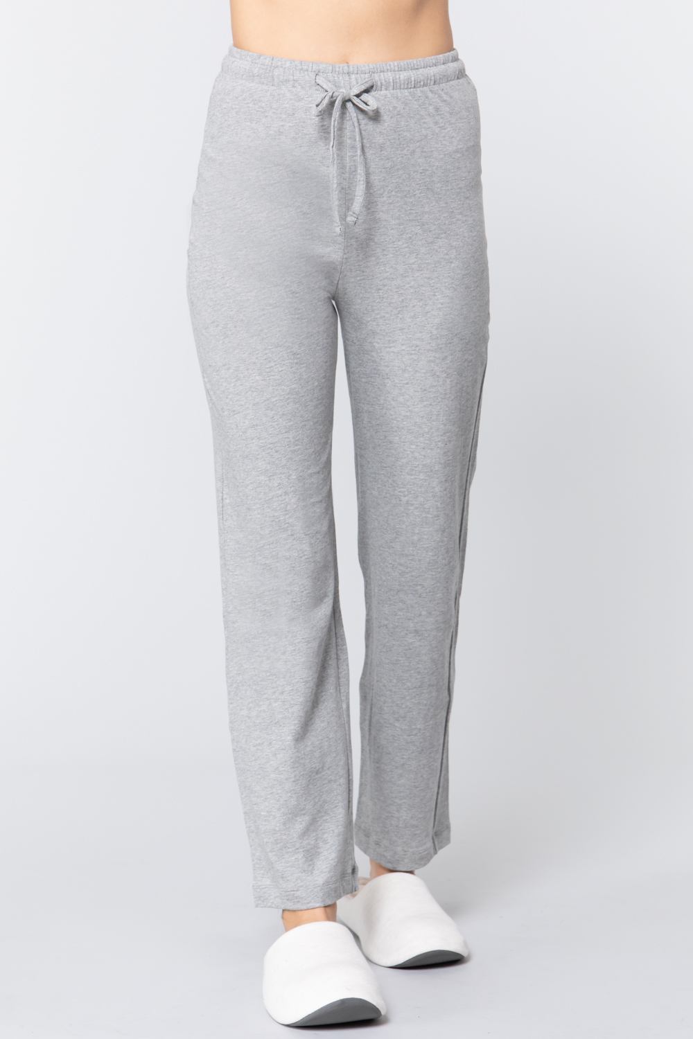 Our Best Solid Color 100% Cotton Drawstring Waist Pajama Pants (Heather Grey)