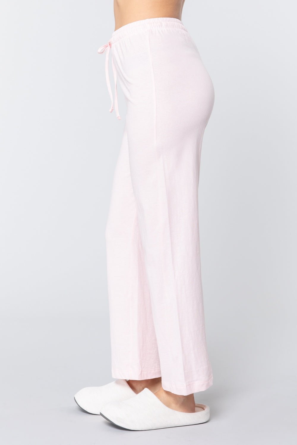 Our Best Solid Color 100% Cotton Drawstring Waist Pajama Pants (Light Pink)