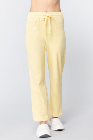 Our Best Solid Color 100% Cotton Drawstring Waist Pajama Pants (Light Yellow)