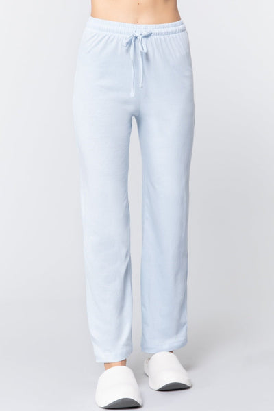 Our Best Solid Color 100% Cotton Drawstring Waist Pajama Pants (Sky Blue)