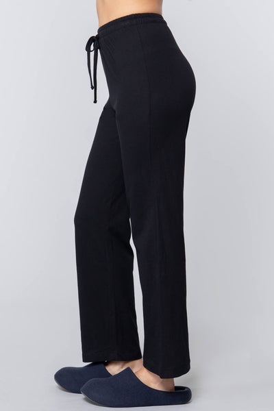 Our Best Solid Color 100% Cotton Drawstring Waist Pajama Pants (Black)