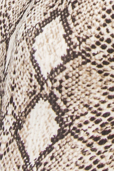 Samantha On Safari 96% Polyester 4% Spandex Python Snake Print Mock Neckline Sleeveless Bodysuit (Stone/Black)
