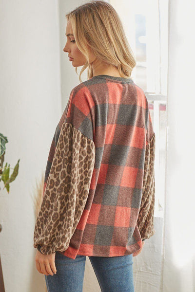 Plaid Patterned Long Sleeve Top
