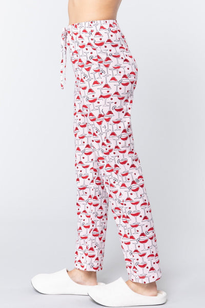 Our Best 100% Cotton Cocktail Print Imported Cotton Pajama Pants (Pink)