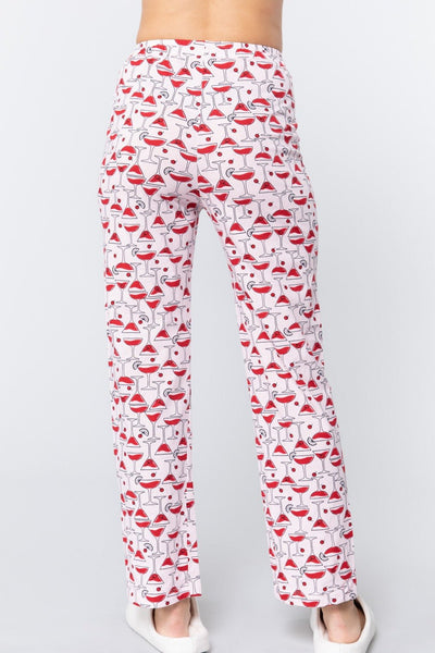 Our Best 100% Cotton Cocktail Print Imported Cotton Pajama Pants (Pink)