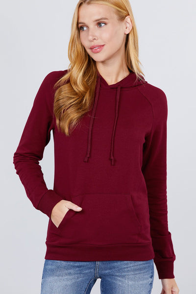 Moesha Felicia Cotton Blend French Terry Pullover Hoodie (Wine)