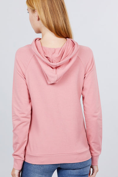 Moesha Felicia Cotton Blend French Terry Pullover Hoodie (Deep Pink)