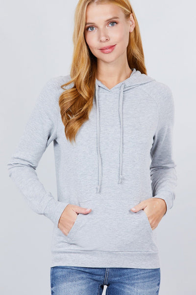 Moesha Felicia Cotton Blend French Terry Pullover Hoodie (Heather Grey)