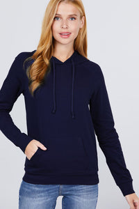 Moesha Felicia Cotton Blend French Terry Pullover Hoodie (Navy)