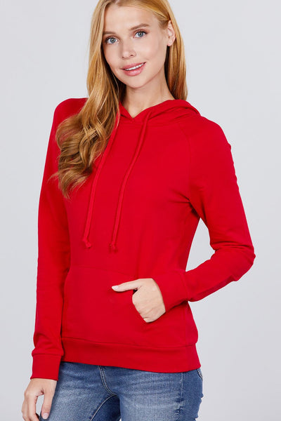 Moesha Felicia Cotton Blend French Terry Pullover Hoodie (Red)
