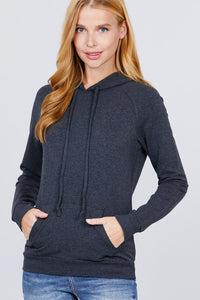 Moesha Felicia Cotton Blend French Terry Pullover Hoodie (Charcoal Grey)