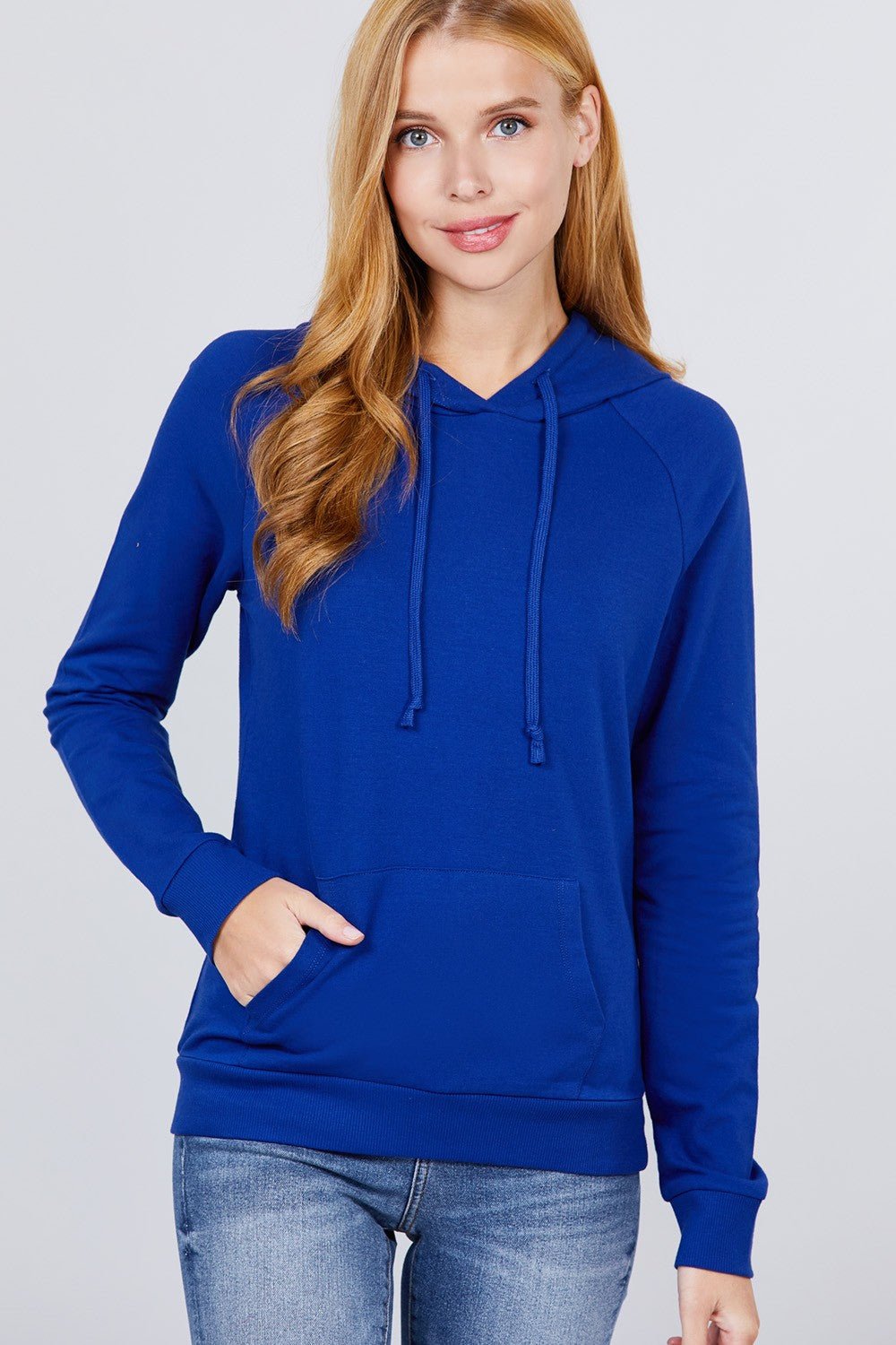 Moesha Felicia Cotton Blend French Terry Pullover Hoodie (Royal)