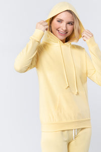 Moesha Felicia Cotton Blend French Terry Pullover Hoodie (Butter Yellow)
