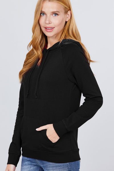 Moesha Felicia Cotton Blend French Terry Pullover Hoodie (Black)