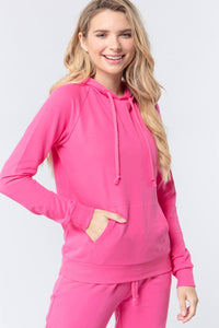 Moesha Felicia Cotton Blend French Terry Pullover Hoodie (Candy Pink)