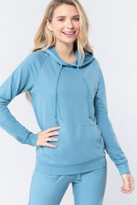 Moesha Felicia Cotton Blend French Terry Pullover Hoodie (Topaz Blue)