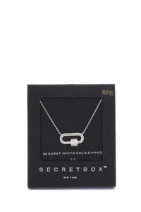 Secret Box Rhinestone Cube Oval Ring Pendant Necklace