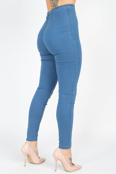 Darla Denim Diva Cotton/Polyester/Spandex Blend Front Zip High Rise Denim Jeans (Medium Denim)