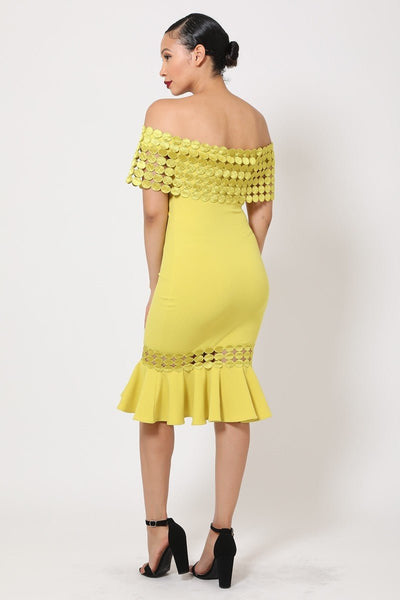 Off Shoulder Crochet Band Fashion Dress