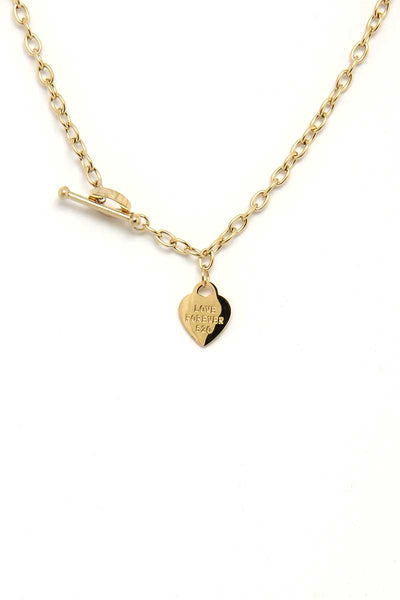 Fashion Heart Pendant Metal Toggle Clasp Necklace