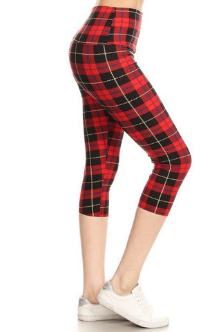 Our Best Polyester Blend Yoga Style Checkered Print Knit Leggings With High Waist (Multi)