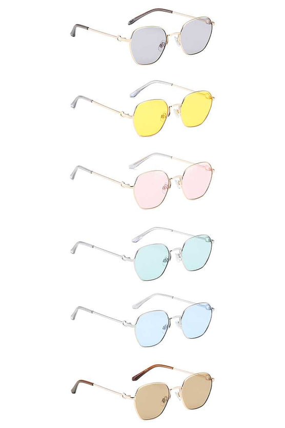 Dazzling Small Metallic Rounded Sunglasses