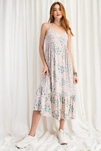 Caitlin In The Country Polyester Blend Print Mix N Match Scoop Neck Ruffle Trim Cami Maxi Dress (Ivory)